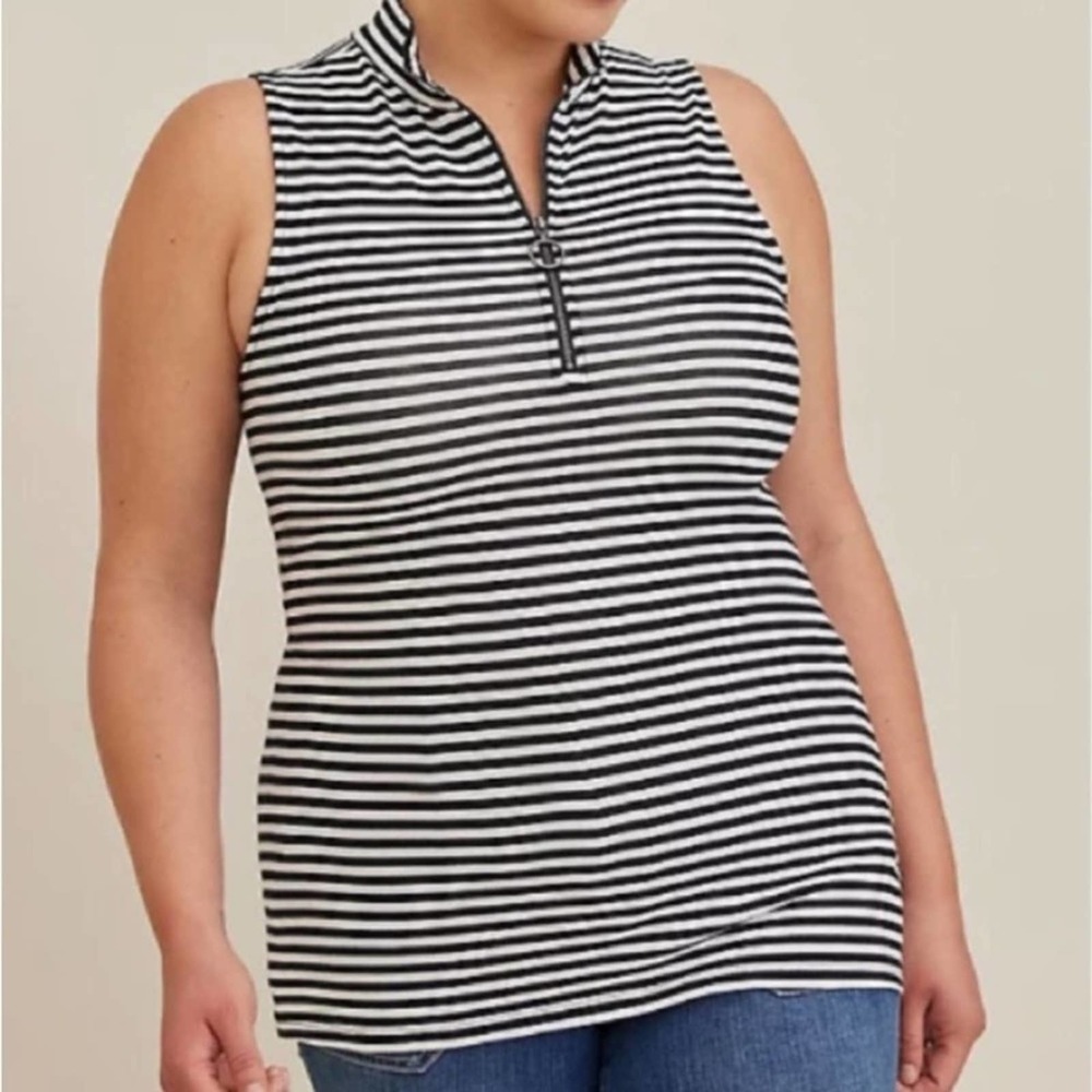 Torrid Striped FOXY MOCK NECK ZIP UP TANK